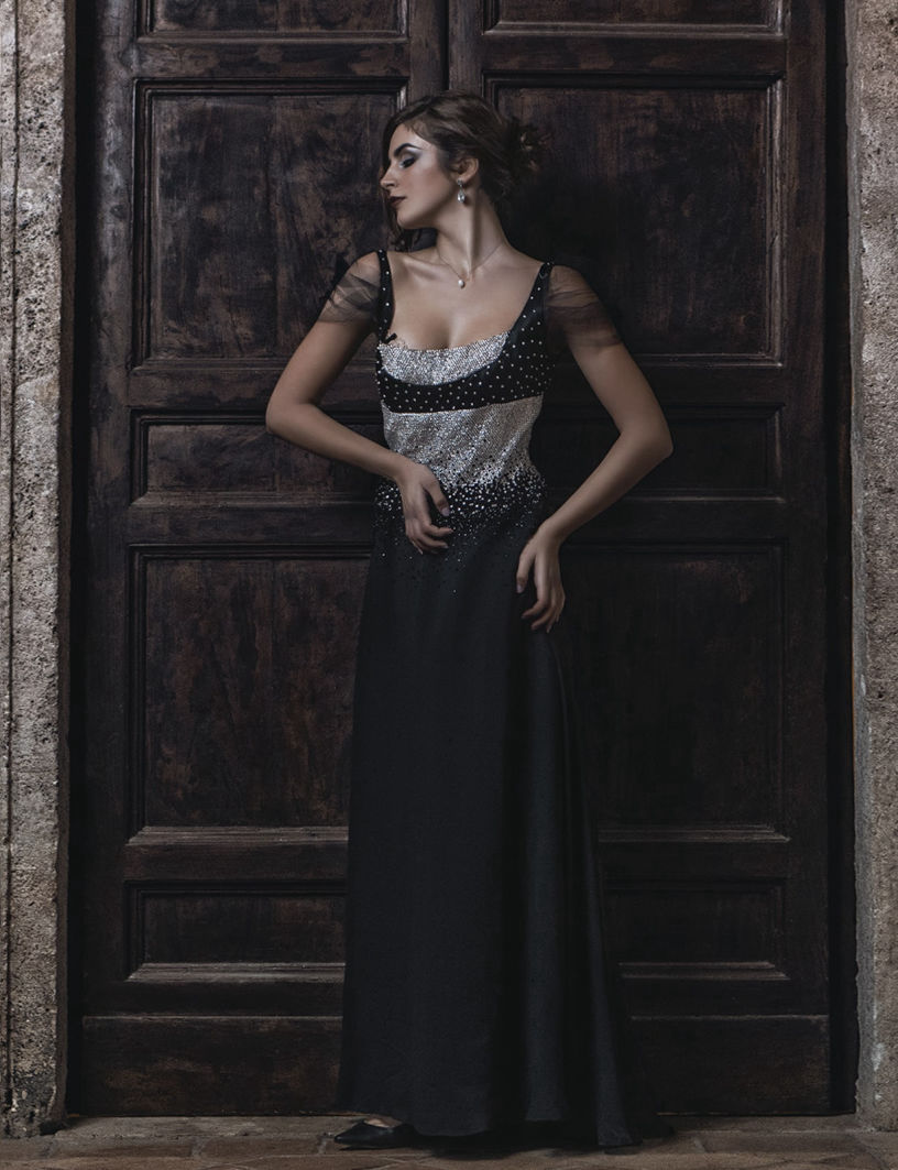 fine art photography of a model posing in rome by luca storelli