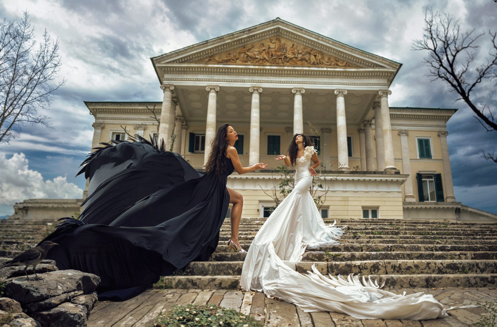 two models posing in a fine art composition
